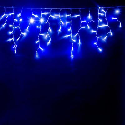 Светодиодная бахрома Laitcom с колп. 4,9x0,5м, прозр пров, 200 LED, IP65, мерц бел диода, синий