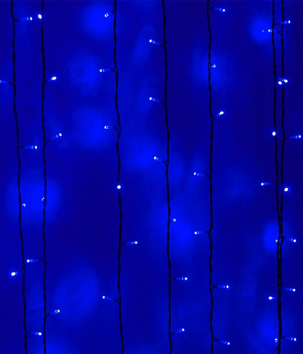 Качественная картинка Светодиодный занавес Laitcom, 2x1м, 200 LED, IP54, прозр. пр., синий