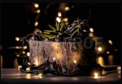 Светодиодная гирлянда нить Teamprof 10 м, 220В, мерцание, герм. колп. черная  резина 2,3мм, т. белый