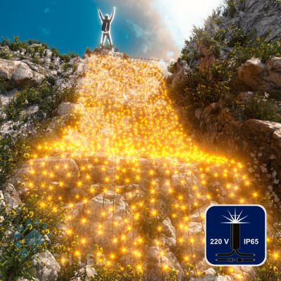 Светодиодный занавес RichLed, 2*9 м, 220 В, мерцание, IP 65, герметичный колпачок, цвет желтый