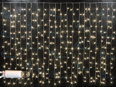 Светодиодный занавес RichLed, 2*1,5 м облег.прозр.пров, 220 В, мерцание, IP 65, герм.колп., т.белый