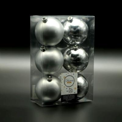 Набор пластиковых шаров Laitcom, 80 мм, 6 шт, серебро