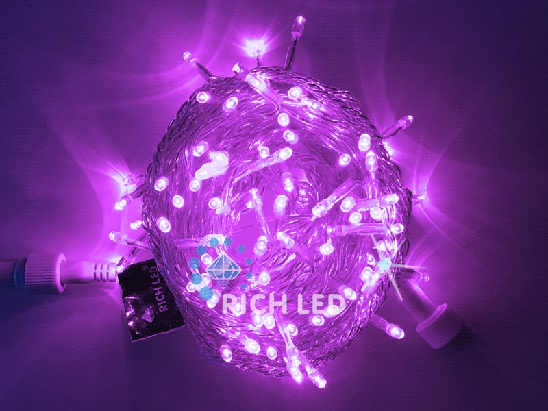 Качественная картинка Светодиодные гирлянды RichLed Нить 10 м, 24 В, мерцание, прозр.провод, цвет фиолетовый