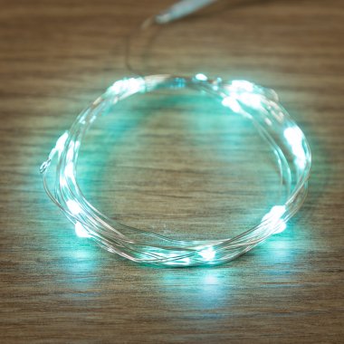 Светодиодная гирлянда Роса Neon-Night, 2м, 20 LED, ПВХ, IP20, 2хCR2032 (в комплекте), бирюзовый