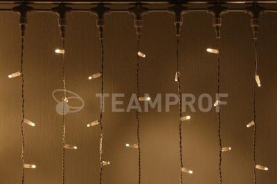 Светодиодный занавес Teamprof 2х6м, статика, белый провод, теплый белый