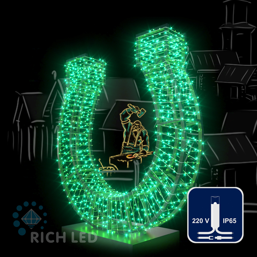 Качественная картинка Светодиодные гирлянды RichLed Нить 10 м, 220 В, пост. свеч, IP65, герм. колп., белый провод, зеленый