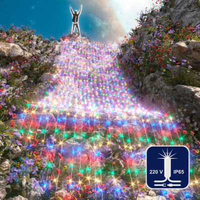 Светодиодный занавес RichLed, 2*9 м, 220 В, мерцание, IP 65, герметичный колпачок, цвет мульти