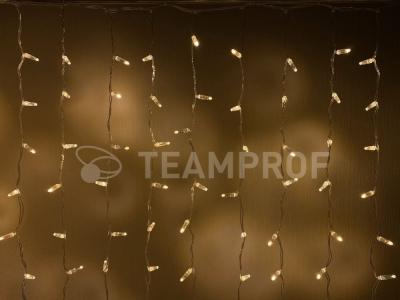 Светодиодный занавес Teamprof 2х1м, статика, прозрачный провод, теплый белый