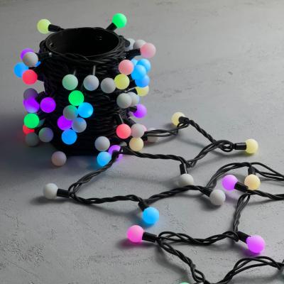 Светодиодные «Шарики» Laitcom 10м RGB 220B, Диаметр Шарика 23мм, 100 LED, Провод Черный Каучук, IP65