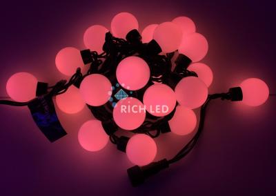 Гирлянда Большие Шарики Rich LED, 4 см, 5 м, соединяемая, розовая, черный провод, RL-S5