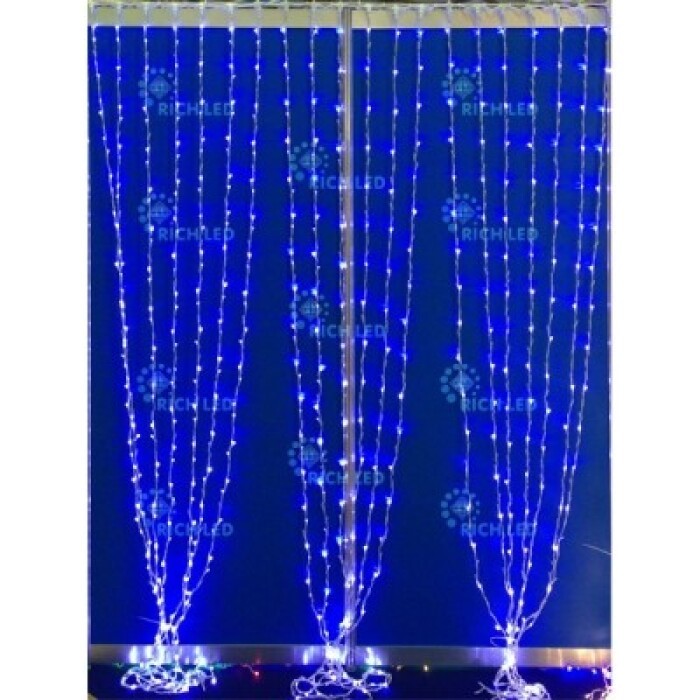 Качественная картинка Водопад 3*2 м, 24 В, 8 режимов свечения, цвет синий