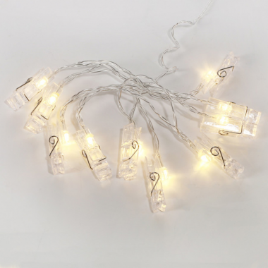 Гирлянда светодиодная Прищепки Neon-Night 1,5 м, прозр.ПВХ, IP 20, 10 LED, теп.белый, 2хАА (нет)