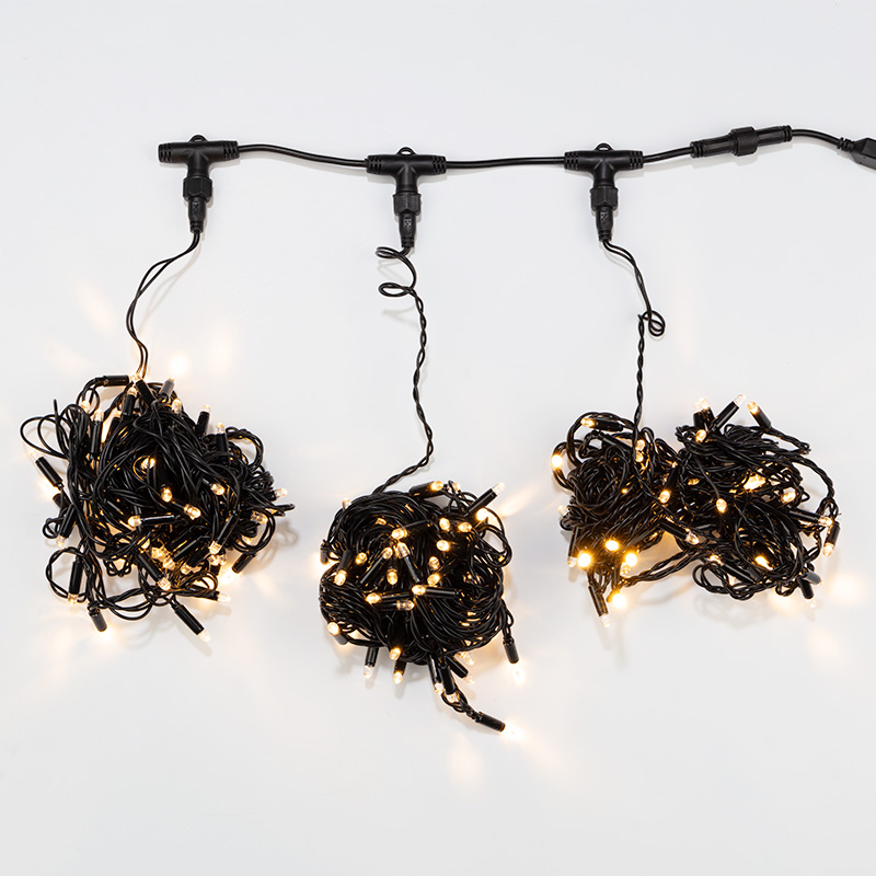 Качественная картинка Гирлянда NEON-NIGHT ClipLight 24V, 3 нити по 10 метров, ТЕПЛЫЙ БЕЛЫЙ