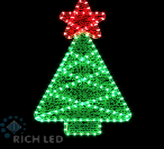 Световая 2Д ёлка RichLed (деколейс + дюралайт), 24В, теплый белый, зеленый
