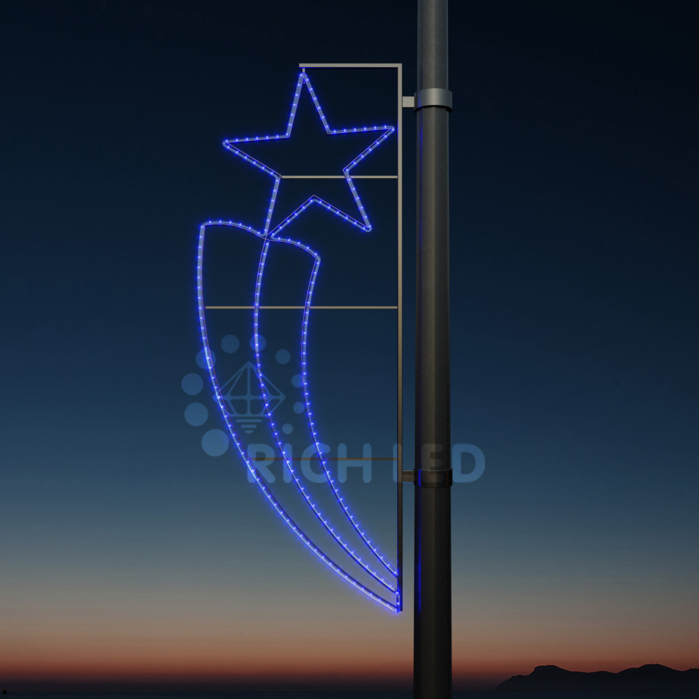 Качественная картинка Светодиодная уличная консоль Факел со звездой синий Rich Led RL-KN-030B