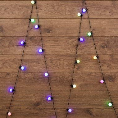 Гирлянда светодиодная Шарики D30 Neon-Night 5 м, зеленый ПВХ, IP20, 25LED, мерцание RGB