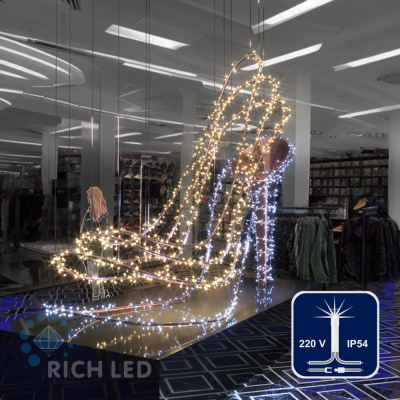 Светодиодные гирлянды RichLed Нить 10 м, 220 В, мерц, IP54, прозр.провод, цвет теплый белый