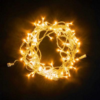 Светодиодная нить Laitcom, 10 м, 100 LED, IP54, прозр. провод, мерц.белого диода, желтый