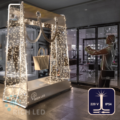 Светодиодные гирлянды RichLed Нить 10 м, 220 В, мерц, IP54, белый провод, цвет теплый белый