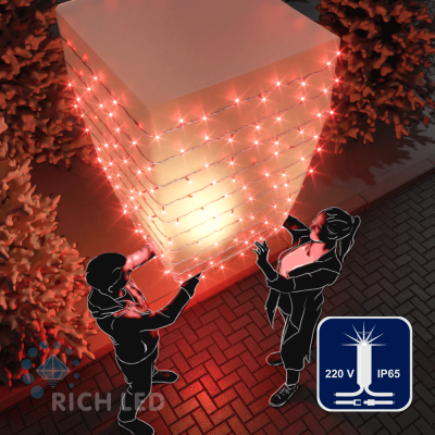 Светодиодные гирлянды RichLed Нить 10 м, 220 В, мерц, IP 65, герм. колп, белый провод, цвет красный