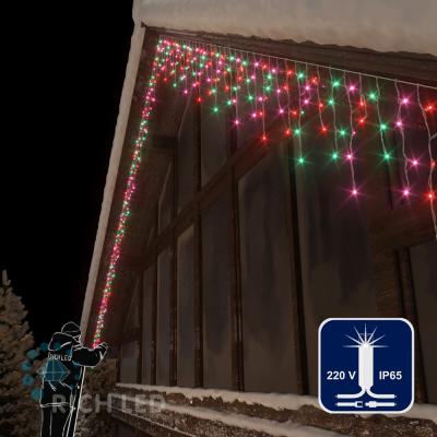 Светодиодная бахрома RichLed 3*0,5 м, 220 В, мерцание, резин., IP 65, герм.колп., красн, зелен, роз.