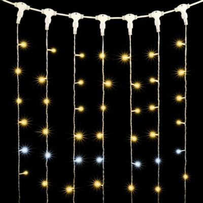 Светодиодный занавес Laitcom, 1x6м, 600 LED, прозр. провод, шампань (мерцание БЕЛЫЙ ДИОД)
