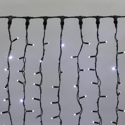 Светодиодный занавес NEON-NIGHT 2х1,5м БЕЛЫЙ, черный КАУЧУК, IP67, постоянное свечение, 230В