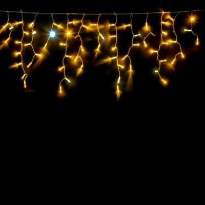 Светодиодная бахрома Laitcom с колп. 4,9x0,5м, прозр пров., 200 LED, IP65, мерц белого диода, желтый