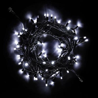 Светодиодная нить с колпачком Laitcom, 10м, 220В, 75 LED, провод черный каучук, IP65, белый с мерц