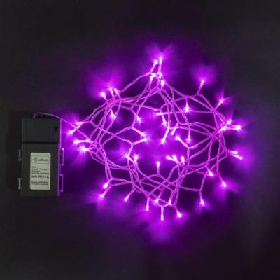 Светодиодная нить Laitcom, на батарейках с таймером 5м, 3 бат. "D", 4,5V, прозр. пр., розовый