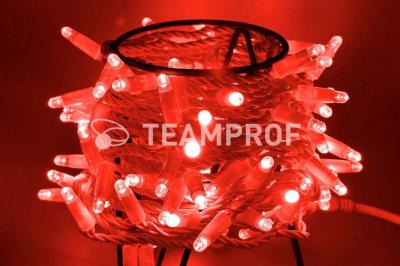 Светодиодная гирлянда нить Teamprof, 10м, 100 LED, 24В, мерцание, бел.провод, герм.колп, красный