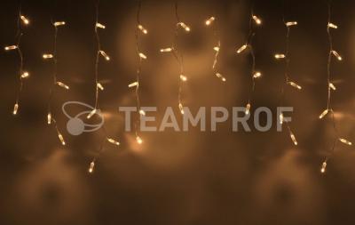 Светодиодная бахрома Teamprof 3х0.6м, IP65, герм.колп., мерцание, прозрачный провод, теплая белая