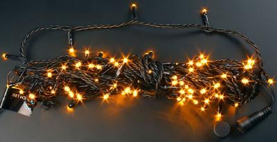 Светодиодные гирлянды RichLed Нить 10 м, 24 В, мерц, черный провод, цвет желтый