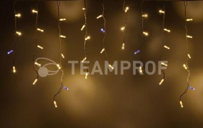 Светодиодная бахрома Teamprof 3х0.6м, IP65, герм.колп., мерцание, белый провод, теплая белая