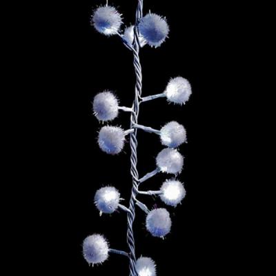 Светодиодная гирлянда "Снежные шарики" Laitcom, 2 м, IP20,128 LED, провод белый ПВХ, белый