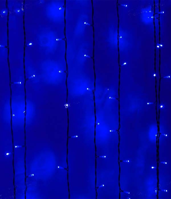 Качественная картинка Светодиодный занавес Laitcom, (без Т-коннектора), 2x3м, 600 LED, IP54, прозр. провод, синий