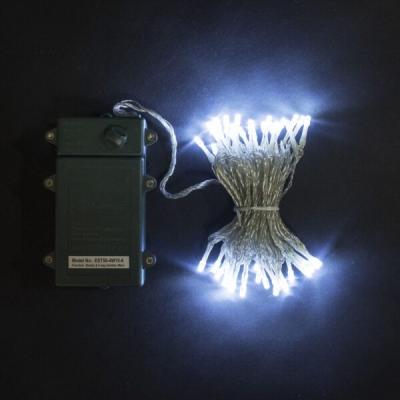 Светодиодная нить Laitcom, на батарейках, с таймером 10м, 3 бат. "D", 4,5V, прозр. пр., белый