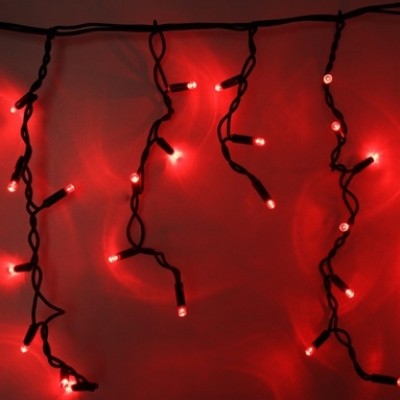 Качественная картинка Светодиодная бахрома Rich LED 3*0.5 м, мерцание, черный пр, IP 65, красный