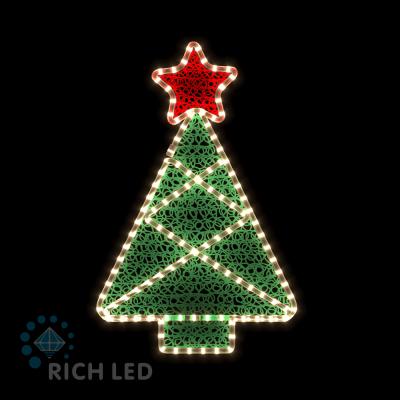 Световая 2Д ёлка МИНИ RichLed (деколейс + дюралайт), 24В, теплый белый, зеленый, красный