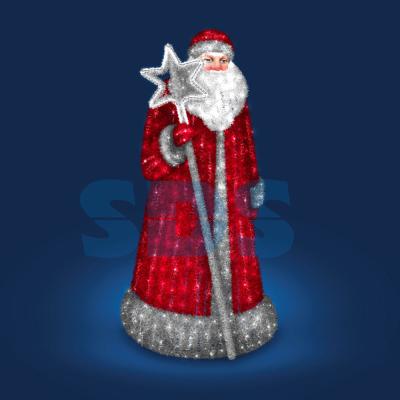Декоративная 3D фигура Дед Мороз в мишуре 200 см Neon-Night