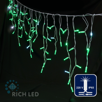 Светодиодная бахрома RichLed 3*0,5 м, 220 В, мерцание, цвет зеленый, IP 65, герметичный колпачок