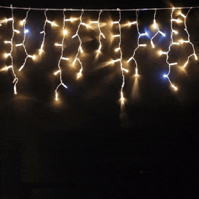 Светодиодная бахрома Laitcom с колп. 4,9x0,5м, прозр пров, 200 led, IP65, мерц белого диод, т.белый