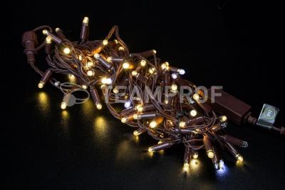Светодиодная гирлянда нить Teamprof, 10м, 100 LED, 24В, мерцание, кор.провод,,герм.колп, т.белая