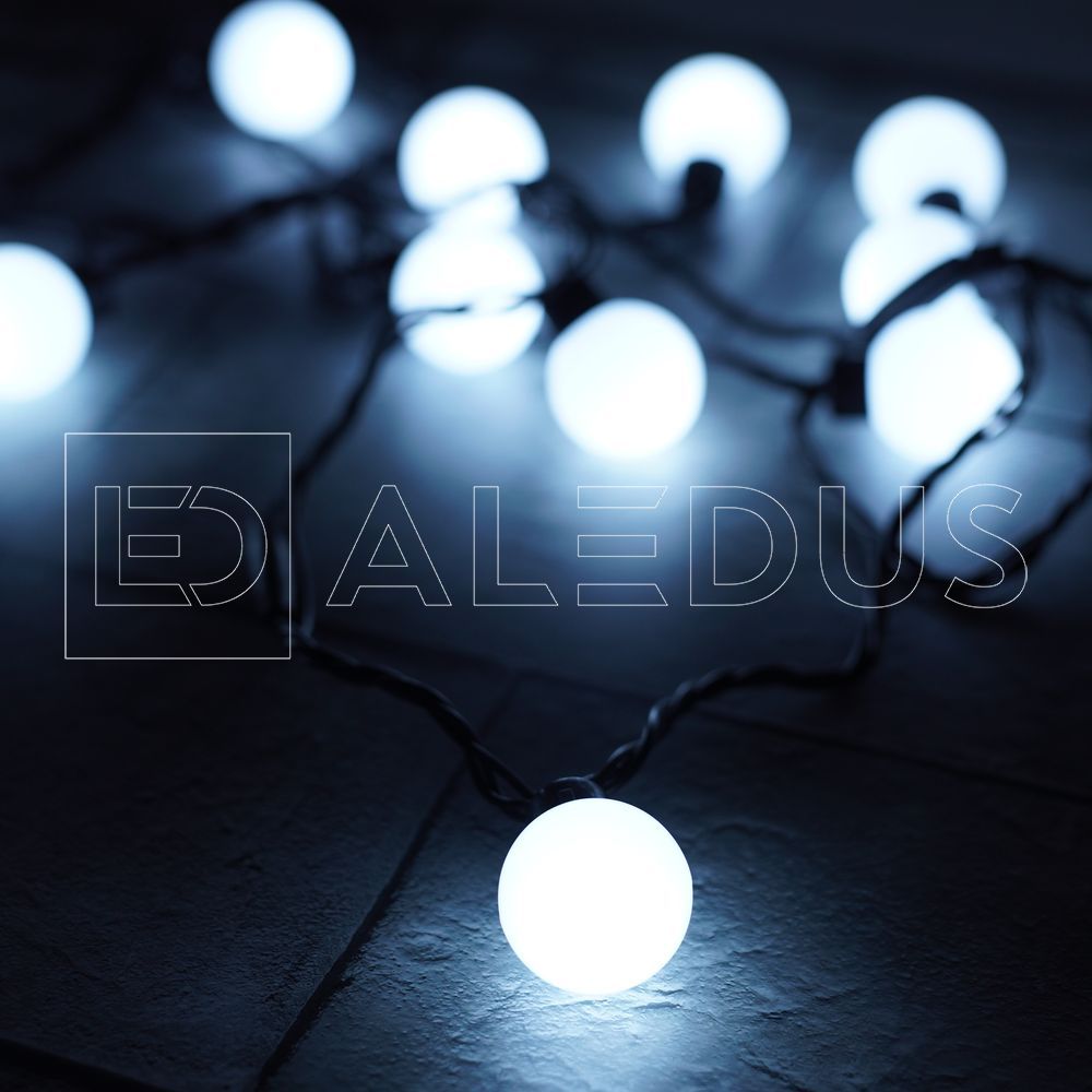 Светодиодная гирлянда с шариками ALEDUS 5 м, черный провод, ПВХ