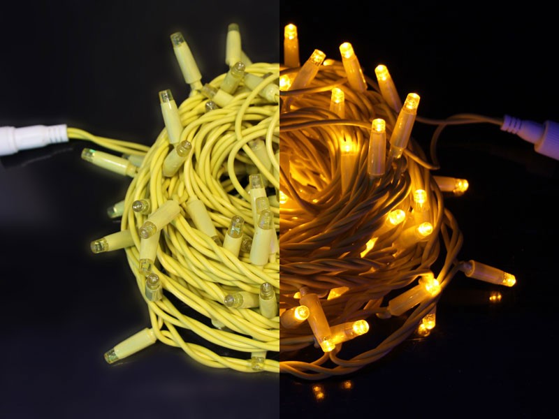 Качественная картинка Светодиодные гирлянды Нить 10 метров, 24 В, постоянное свечение, желтый цвет