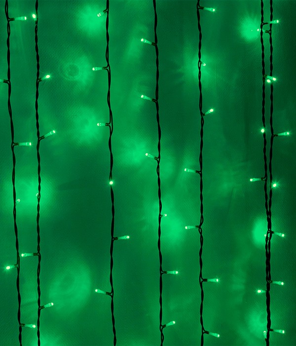 Качественная картинка Светодиодный занавес Laitcom, 2x1м, 200 LED, IP54, черн. пр., зеленый