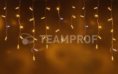 Светодиодная бахрома Teamprof 3х0.6м, IP65, герм.колп., мерцание, белый провод, желтая
