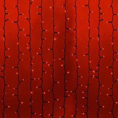 Светодиодный дождь NEON-NIGHT 2х1,5м КРАСНЫЙ, постоянное свечение, черный провод, 230В