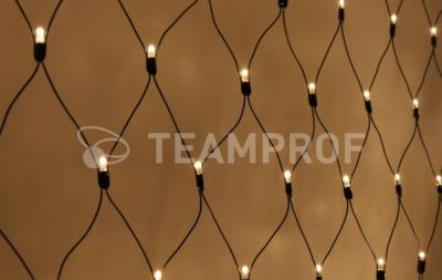 Светодиодная сетка Teamprof 2х3м, статика, IP65, черный провод, теплая белая
