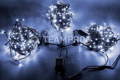 Светодиодная гирлянда спайдер Teamprof, 3 нити по 20м, мерцание, черный провод, белая